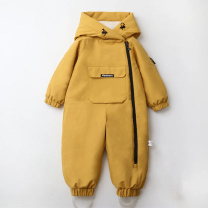 LILIIGIRL 2025 Winter Baby  Clothes Warm Fur Lining Boys Snowsuit Windy Proof Baby Ski Rompers Kids Girls Jumpsuits  2-5Y