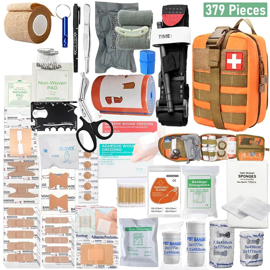 379PCS Professional First Aid Kit Emergency Survival Kit for Car Home Camping Travel Outdoor Adventure Medical Supplies Trauma B