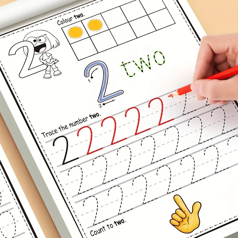 32 Pages, Children's Digital Writing Practice Book, Writing Aids, Improve Writing Skills, Number Recognition 0-30, Fun Coloring Practice Book, Early Education Pen Control Training Workbook