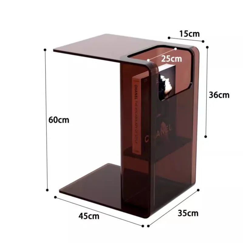 Acrylic Transparent Small Coffee Table C-shaped Sofa Card Table Living Room Window Side Table Corner Table Bedside Small Table