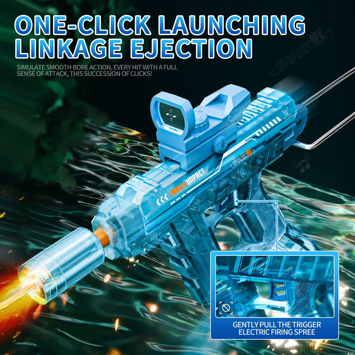 Flashing Lights UZI Electric High-Speed Continuous Water Gun, Children's Toy, Men's Large Capacity Water Gun