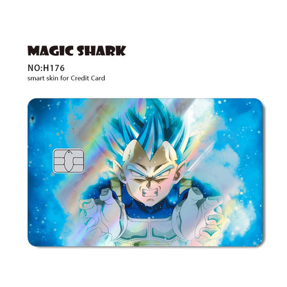 Magic Shark Goku Vegeta Cool Shinny Holographic Laser Credit Debit Card Sticker Film Front Skin Cover