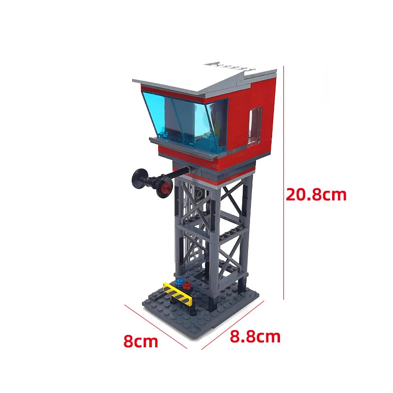 MOC Train Carriage Model, Rail Transport Vehicle, Coal Transport Vehicle, Rail Lift Pole Indicator Light, Train Accessories