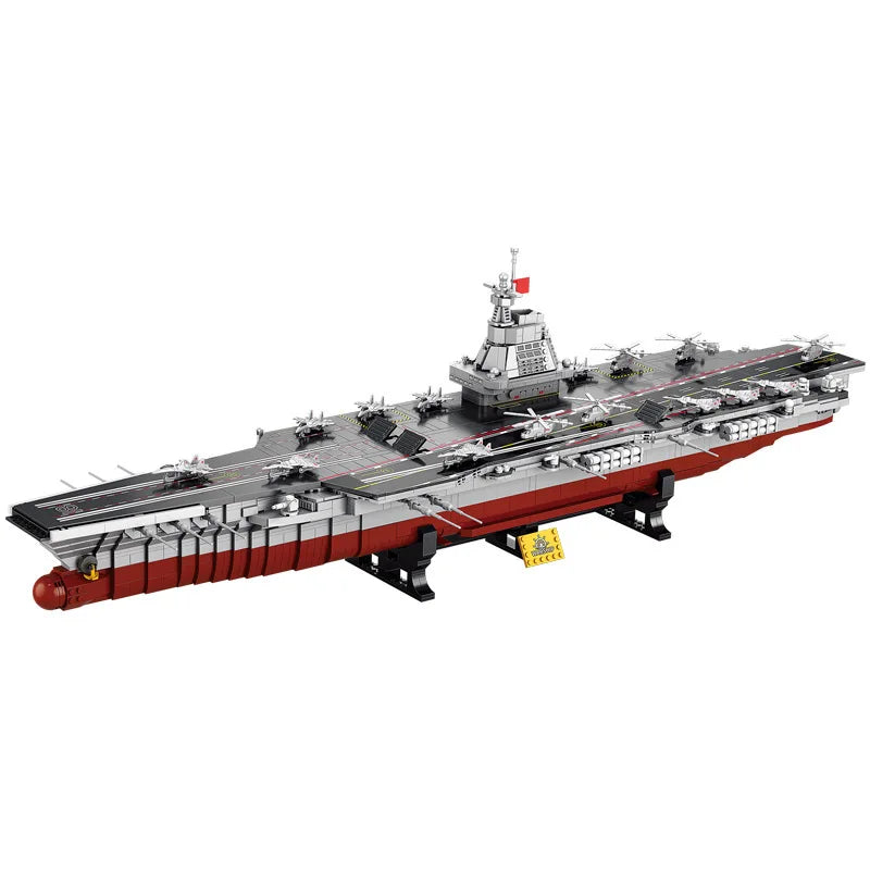 Aircraft carrier building block toy assembly, large warship, navy battleship model, building block, children's kit toy