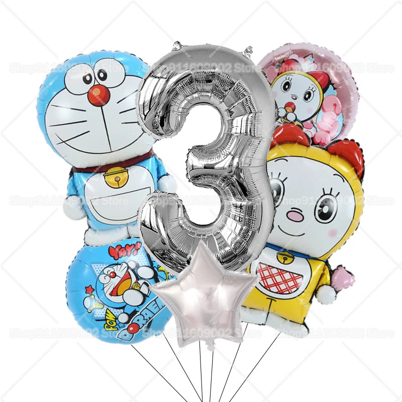 Doraemons Number 1-10 Balloons Girls Boys Birthday Decorations Baby Shower Gender Reveal Balloon Party Supplies Kids Toys Gift