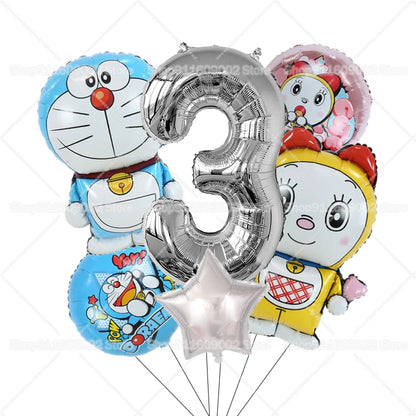 Doraemons Number 1-10 Balloons Girls Boys Birthday Decorations Baby Shower Gender Reveal Balloon Party Supplies Kids Toys Gift