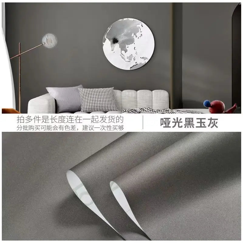 Macaron DIY Solid Color Stickers Self-adhesive Thickened Waterproof PVC Bedroom Dormitory Wardrobe Wall Renovation Wallpaper