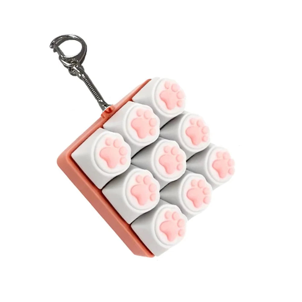 Cute Cat Claw Keychain 4/9 Keys Keyboard Decompression DIY Keyboard Keychain For Gifts