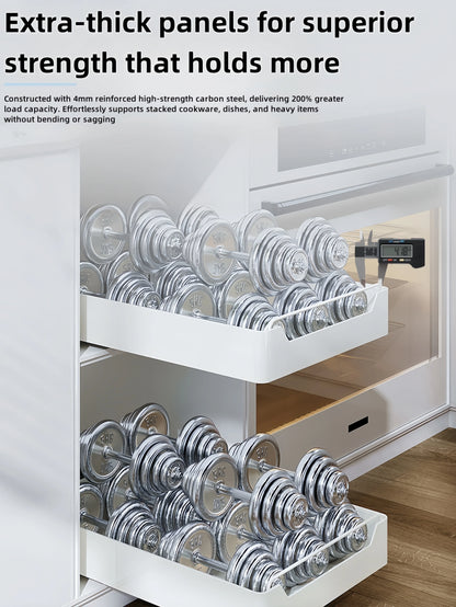 GENGSHENG Kitchen Storage Rack with Sliding Rails，Pull Out Kitchen Drawer Storage Tray，Cabinets Organizer，SpiceBox Storage Shelf