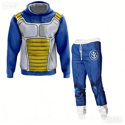 Adult Hoodie Men Sport Sweatshirts Cosplay Set Boys Men Top Casual Pants Autumn Winter Y2K Vegeta Armor Dragon Ball Z Hoodies ﻿