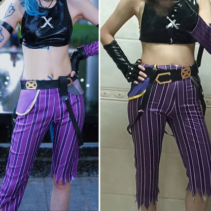 Jinx Cosplay Costume Game Arcan Women Jinx Outfits for Halloween Party Comic Con Jinxx Cospay