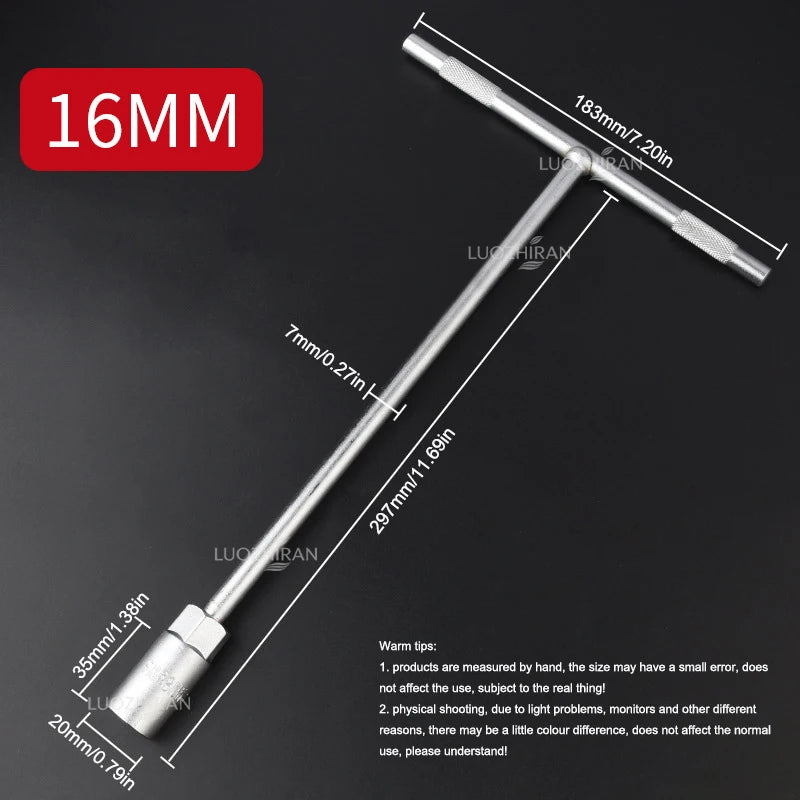 6-19mm T-Handle Socket Wrench Extended Hex Spanner Industrial Grade T-Shape Hand Tool for Car Bike Machinery Repair Household