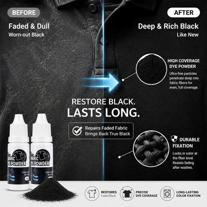 CASHAREYA Black Clothes Dye Powder 2x15g Fabric Dye for Faded Garments for Cotton Fade-Resistant Black Dye for Clothes Tie-Dye