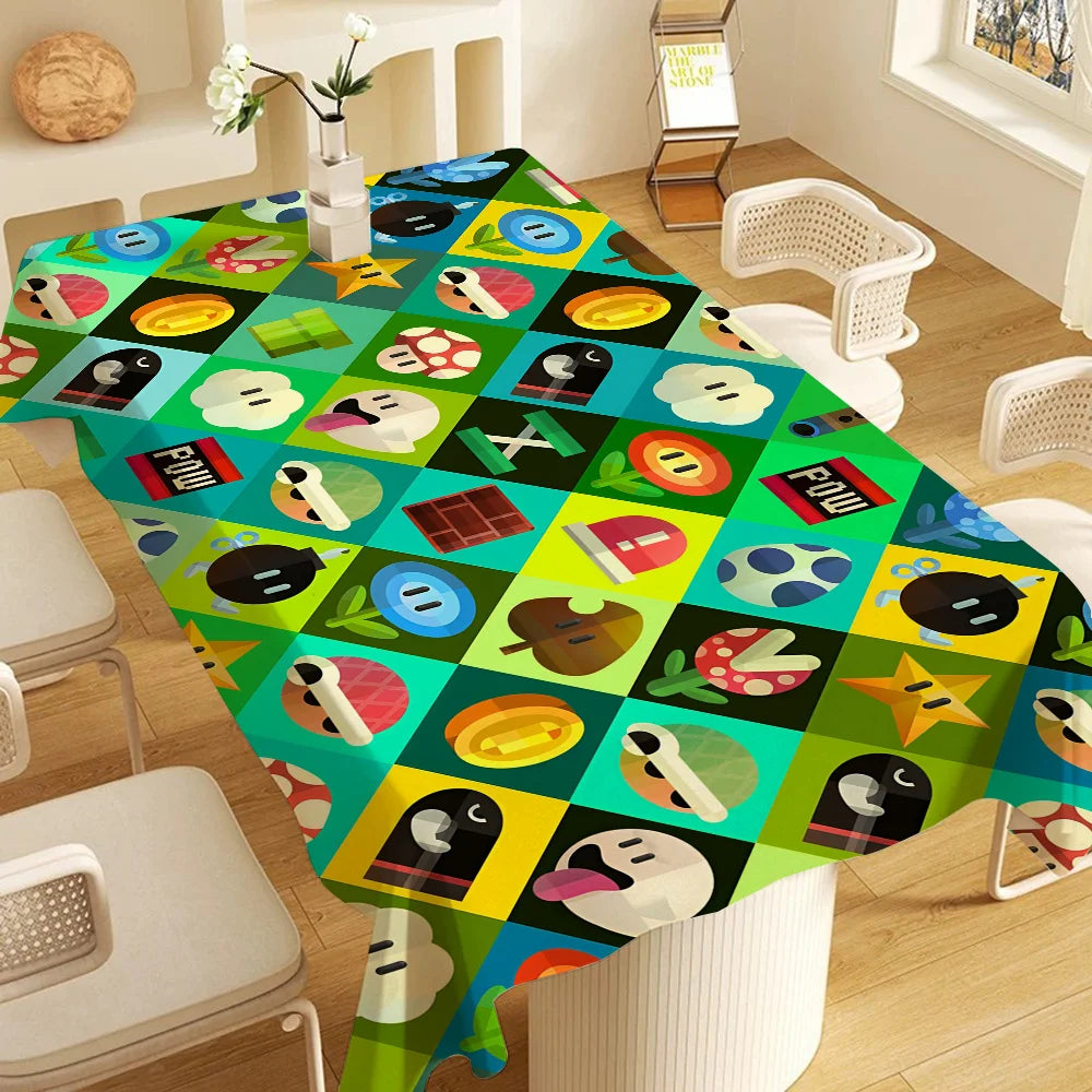 Hot Super Cool M-Mario Game Bros Waterproof Rectangle Tablecloth Fiesta Home Decor Dining Room Decor Reusable Party Supplies
