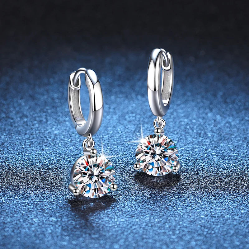 1ct/ 2ct/4ct Moissanite Diamond Earrings S925 Sliver Orginal Drop Earring Wedding Bride Jewelry with Certificate for Women