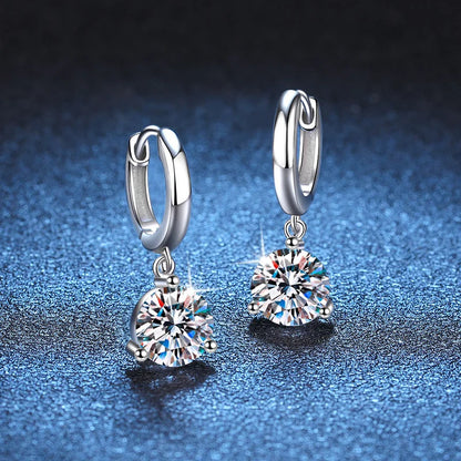 1ct/ 2ct/4ct Moissanite Diamond Earrings S925 Sliver Orginal Drop Earring Wedding Bride Jewelry with Certificate for Women