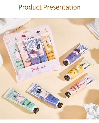 Five Piece Fruit Scented Hand Cream for Moisturizing and Long-Lasting Fragrance Retention. Hand Care Mask Cream