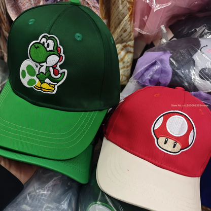 New Mushroom Yoshi Classic Character Baseball Cap Game Merchandise Unisex Adjustable Size Color Blocking Casual Fashion Gift