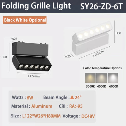6MM Ultra Slim Magnetic Track Light Surface Mounted Ceiling Rail DC48V Modern LED Lamp Black White Magnet Rail Lamp Spotlight