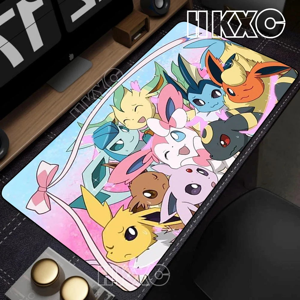 Game Card Pad Gaming Carpet Anime Keyboard Pads Pokemon Eevee Mousepad Gamer Mouse Pads Laptop Extended Desk Mat PC Cabinet Rug
