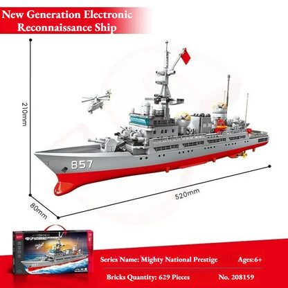 SEMBO Building Blocks New Generation Electronic Reconnaissance Ship Building Blocks Toy Model Domestic Military Male Gift 208159