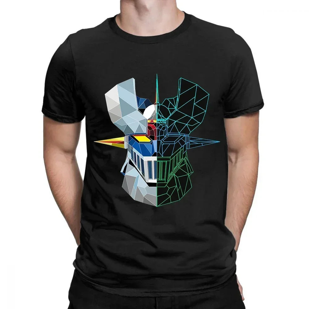 Cool mazinger z anime movie robot streetwear graphic print t-shirt fashion casual Tee Tops