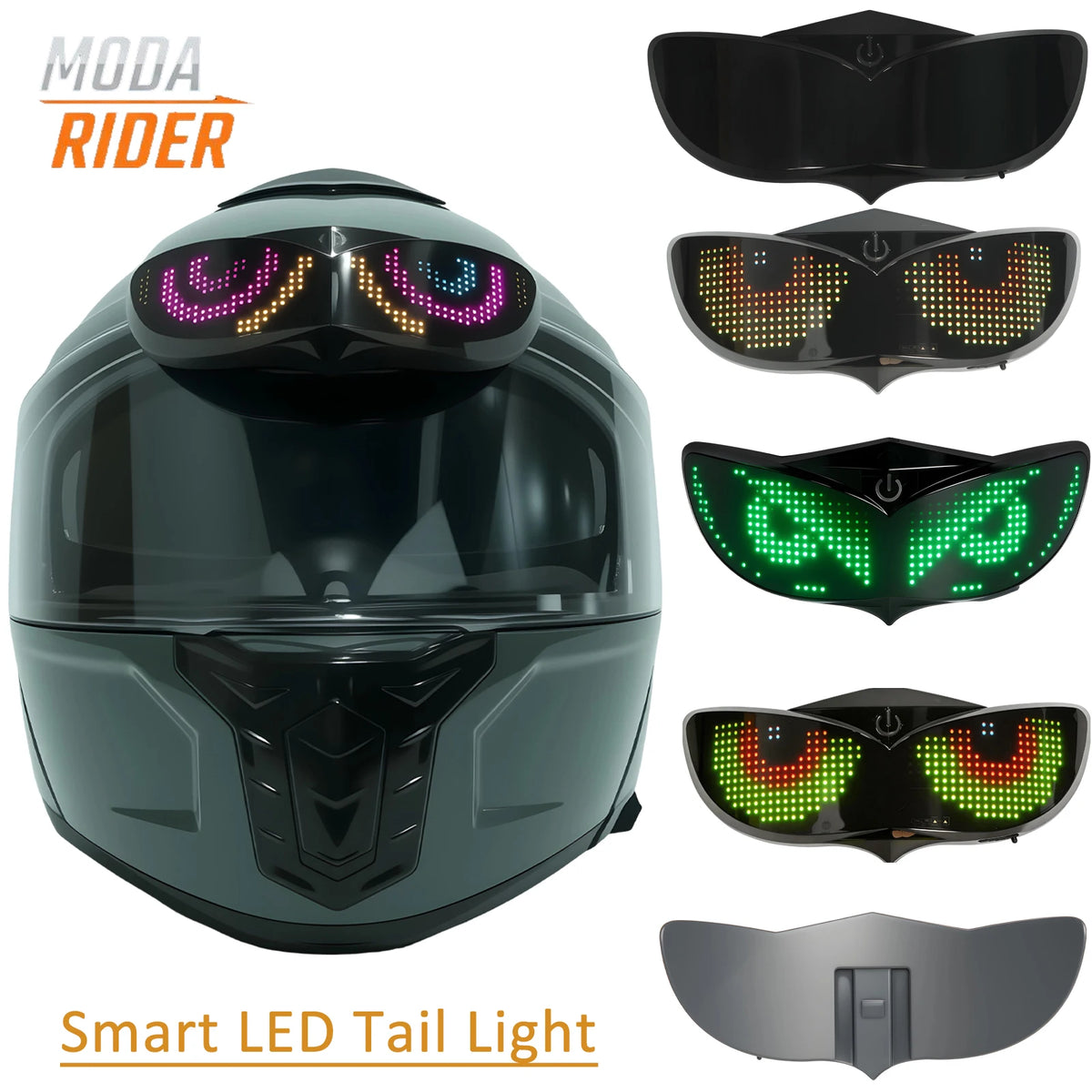 Motorcycle Helmet LED Display Bicycle Tail Light Bluetooth APP Controlled Smart Sensor Night Cycling Warning Safe Signal New