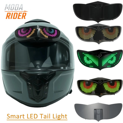 Motorcycle Helmet LED Display Bicycle Tail Light Bluetooth APP Controlled Smart Sensor Night Cycling Warning Safe Signal New