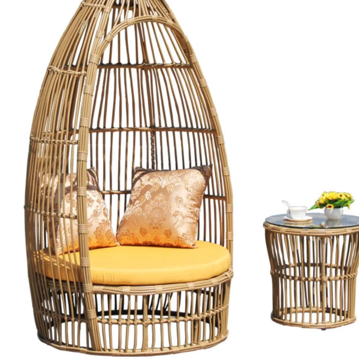！@Modern Outdoor Patio Garden Rattan Chair Sofa Set Casual Beach Birdcage Recliner Bird's Nest Net Celebrating Art Design