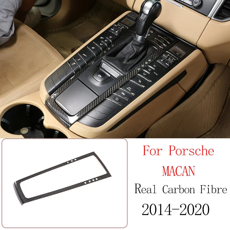 Real Carbon Fiber For Porsche Macan 2014-2020 Inner Door Central Control Gear Panel Cover Door Sill Trim Stickers Accessories
