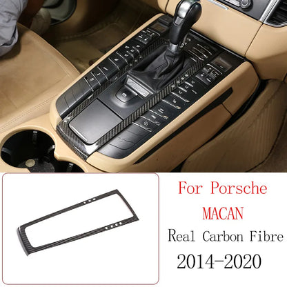 Real Carbon Fiber For Porsche Macan 2014-2020 Inner Door Central Control Gear Panel Cover Door Sill Trim Stickers Accessories