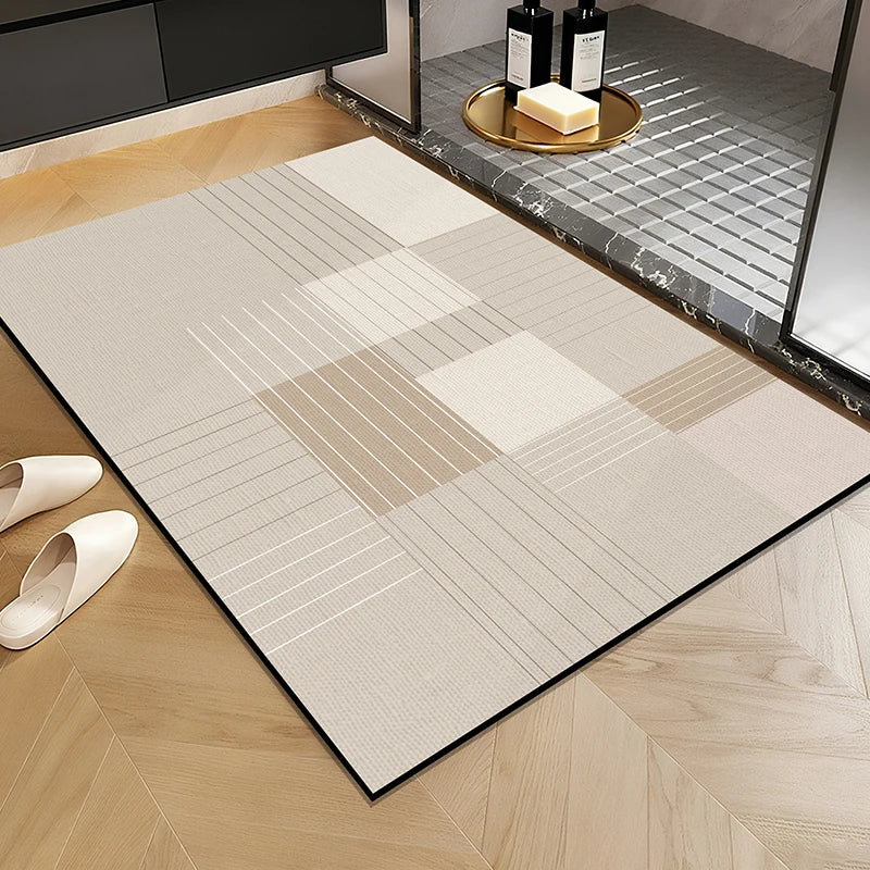 1 Elegant Style Diatomaceous Earth Material Machine Washable Rectangular Bathroom Mat, Absorbent Pad, and Entrance Door Mat