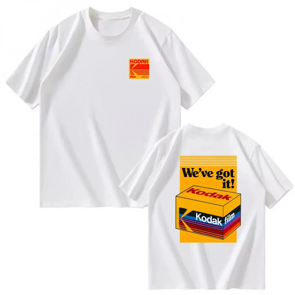 Korean Version Printed Men's Women's T-Shirt Kodak 2026 Summer New Tshirt Unisex Comfortable Loose-Fit and Minimalist Style Tops