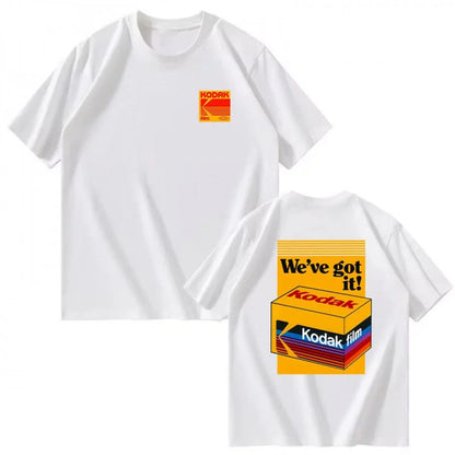 Korean Version Printed Men's Women's T-Shirt Kodak 2026 Summer New Tshirt Unisex Comfortable Loose-Fit and Minimalist Style Tops
