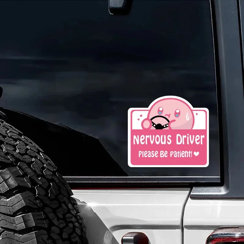 Car Sticker Nervous Driver Funny Sticker Cute Cartoon DIY Vinyl Decal For Bumper Rear Window Door Waterproof Styling Accessories