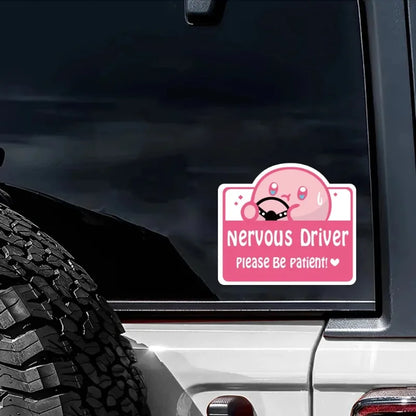 Car Sticker Nervous Driver Funny Sticker Cute Cartoon DIY Vinyl Decal For Bumper Rear Window Door Waterproof Styling Accessories