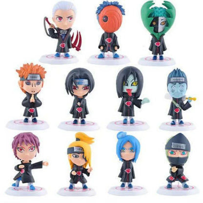 11Pcs/Set Q Ver. Naruto Akatsuki Mini Figure Uchiha Itachi Madara Konan Hidan Figurine Anime Decoration Model Toys Dolls