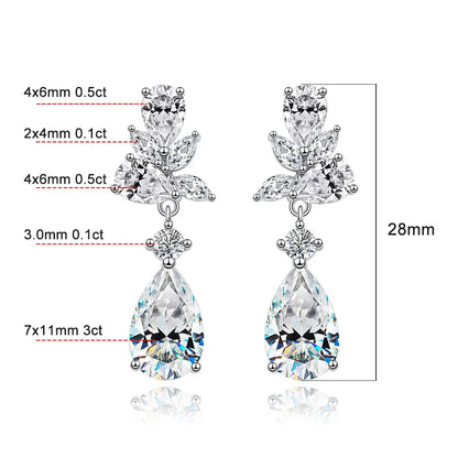 KNOBSPIN All Moissanite Earrings for Women Wedding Party Luxury Earring Jewelry s925 Sterling Sliver Plated 18k Gold Ear Stud