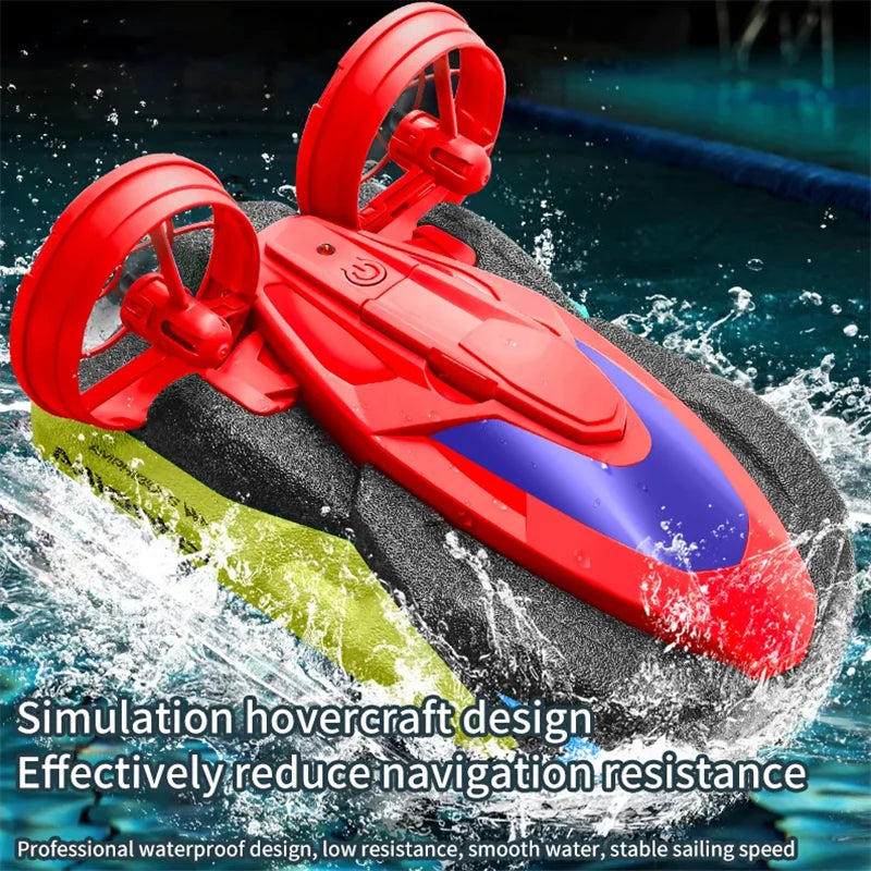rc speedboat 2 in 1 Remote Control High Speed rc Boat 2.4G Amphibious Hovercraft RC Drift Car Kids Toys Christmas Gifts