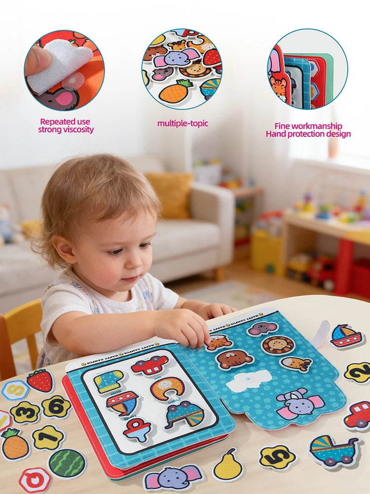 Baby Campus Quiet Book Montessori Sticker Cloth Book Early Educational Toy for Toddlers Gift Ramadan Eid Easter