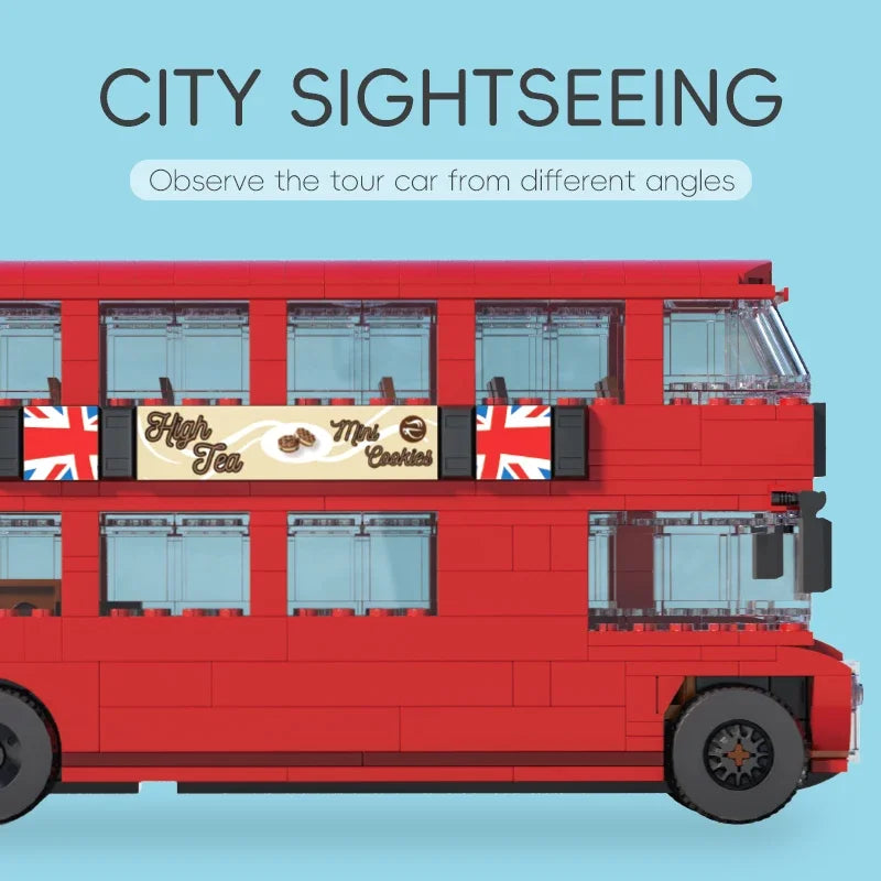745PCS British Retro Double Decker Bus Building Blocks City Tour Bus Model Bricks Desktop Decoration Puzzle Toys Holiday Gifts