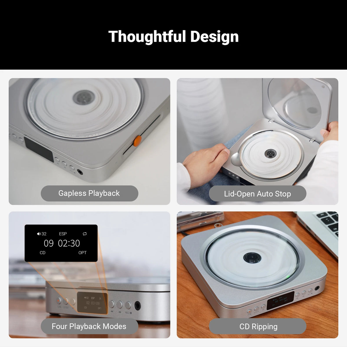 Fosi Audio Merak HiFi CD Player with Remote CS43131 DAC 210MW *2 Headphone Amp Supports USB Ripping USB Drive Input
