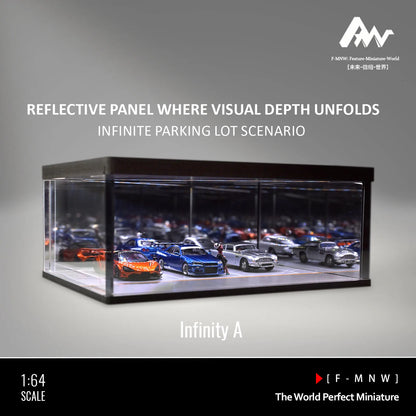 Diorama 1: 64 Mirrored Garage Model 1/64 Die-cast Car Display Case, Abyss Effect Car Parking Lot Model, Car Model Storage Box