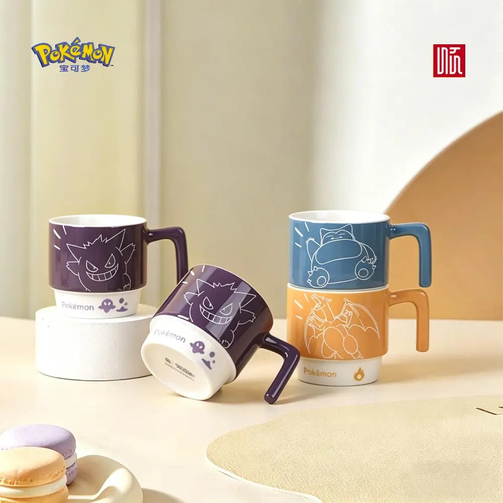 Pokémon Licensed Cartoon Ceramic Mugs Stackable Coffee Milk Tea Cups Kids Coffee Cups Breakfast Milk Juice Cup