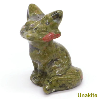 Wholesale Lots 1.5" Fox Statue Natural Stone Crystal Reiki Healing Quartz Gemstone Animal Figurine Crafts Home Decor Gifts
