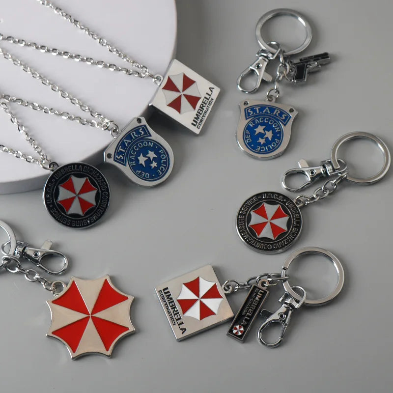 Game Residents Evils Keychain Red Umbrella Keychains Toy Corporation Sublimation Blank Keyring Edc Necklace Jewelry
