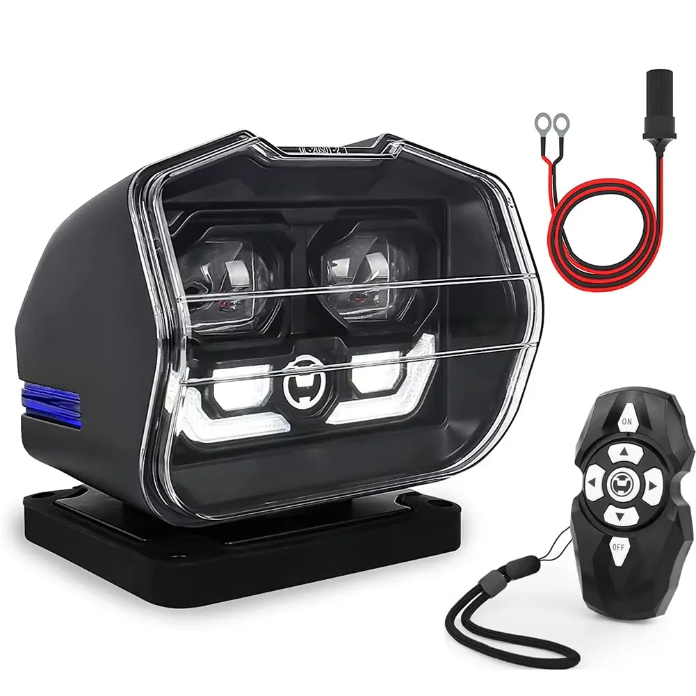 POVTOR High Brightness Rotate Remote Control Search Light with DRL For Fishing Marine Boat Off-Road SUV