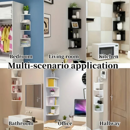 Corner Storage Rack, Moisture-Proof, No-Drill Wall-Mounted Shelf for Bedroom, Wall Corner Bookshelf, Kitchen Triangle Cabinet Storage Rack