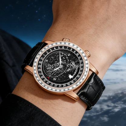 HANBORO Starry Sky Series Men's Fully Automatic Mechanical Watch Fashion Waterproof Night Light Watch