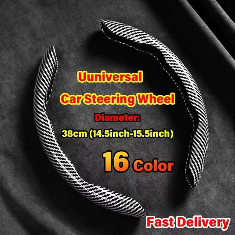 2026 Laser Carbon Fiber Silicone Car Steering Wheel Cover 1K Micro Fiber Leather PVC Wheel Booster Cover Non-Slip Universa